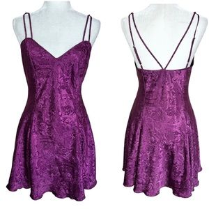 Vintage Gold Label Victoria’s Secret Purple Jacquard Slip Dress Size Medium